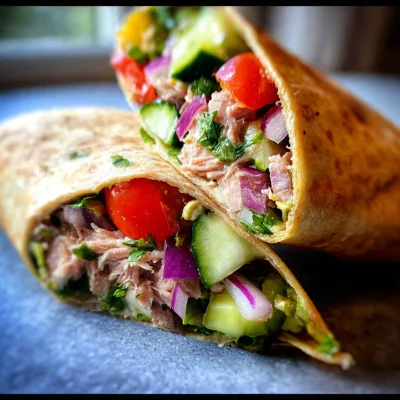 Tuna Avocado Lunch Salad Wrap
