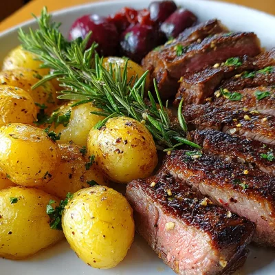 Air Fryer Garlic Steak Potatoes