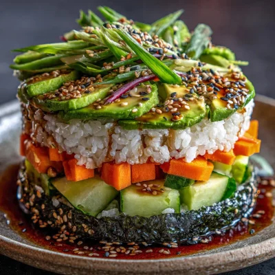 Avocado Layered Sushi Cake
