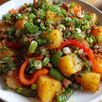 Stir Fried Potatoes Minced Meat